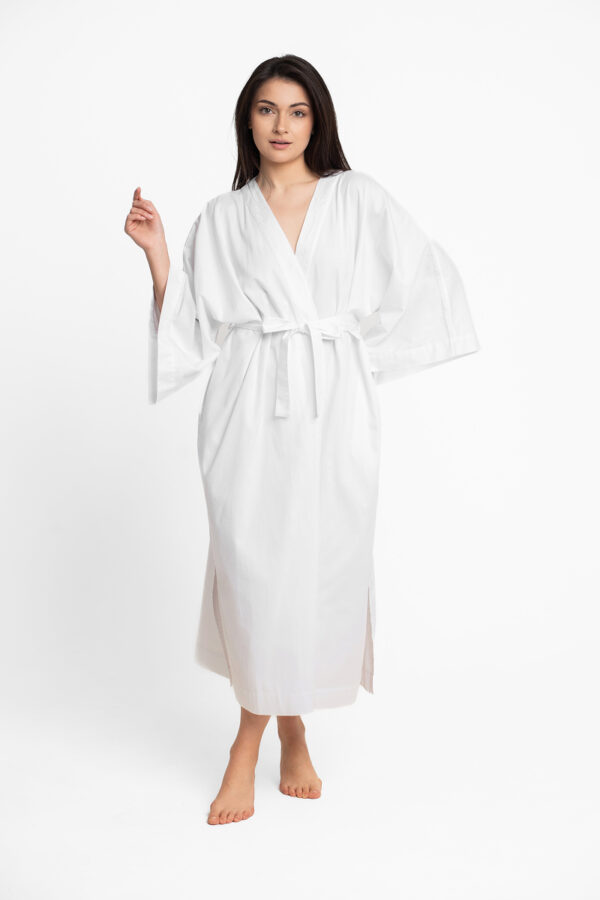 Szlafrok bawełniany długi „Biała aura”