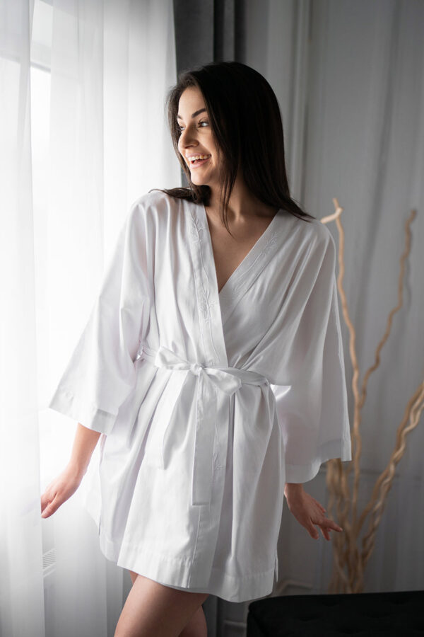 Szlafrok bawełniany krótki „Biała pokusa”